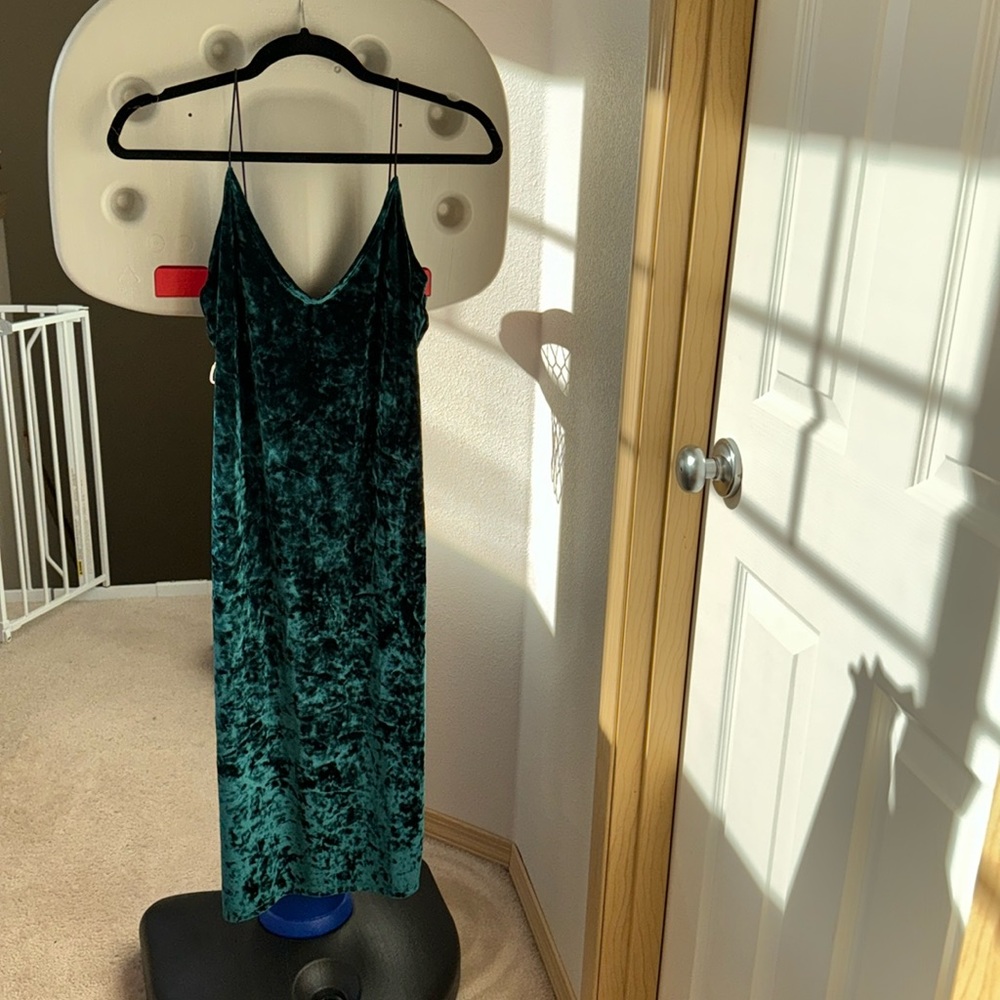 Teal Velvet Dress